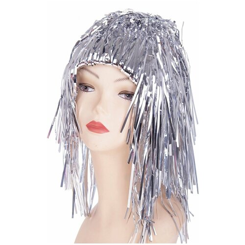 Карнавальный парик Дождь, 45 см, цвет серебряный