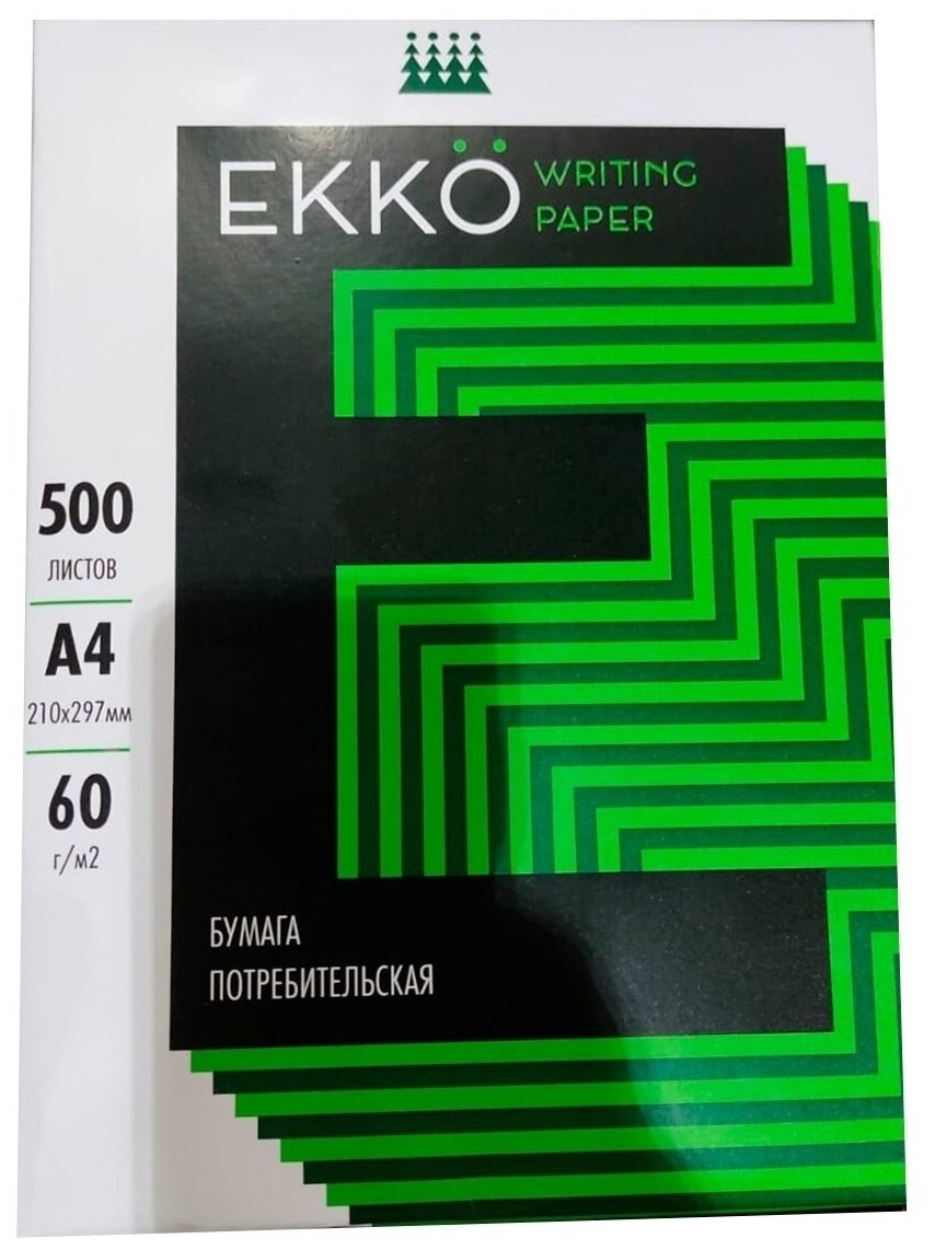 Бумага А4, 60 г/м2, белизна 60%, 500 листов, Екко, Кондопога