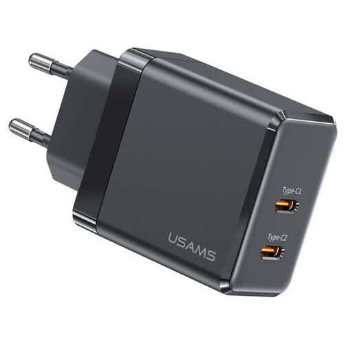 Сетевое зарядное устройство USAMS T54 40W / USB-C + USB-C / GaN / Быстрая зарядка