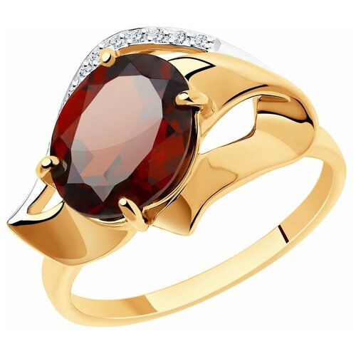 фото Diamant кольцо из золота с гранатом и фианитами 51-310-00923-1, размер 19.5