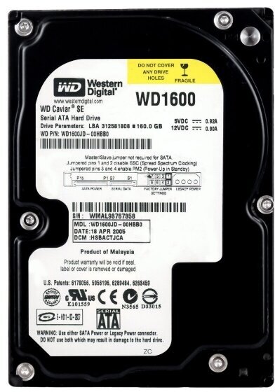 Жесткий диск Western Digital WD1600JD 160Gb SATA 3,5" HDD