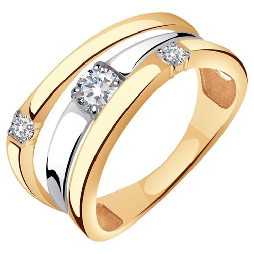 Кольцо Яхонт, красное золото, 585 проба, фианит, размер 19, бесцветный кольцо яхонт золото 585 проба эмаль размер 19