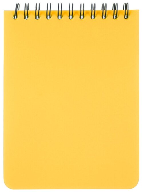 Блокнот А6,60л, кл, спир, пласт. обл, тонир. бл. Attache Bright colours Желтый