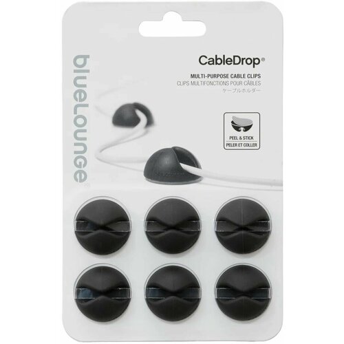 Кабельный органайзер на клейкой основе Bluelounge CableDrop Mini (комплект 9 шт.) (Чёрный / Black)