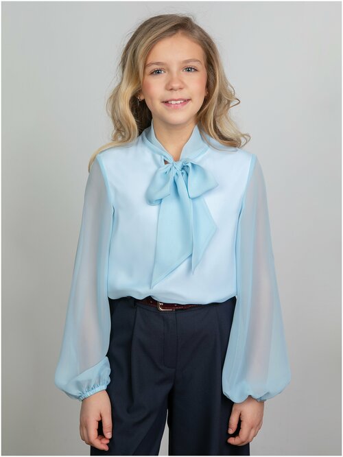Школьная блуза Стильные Непоседы, размер 152-76-66, голубой