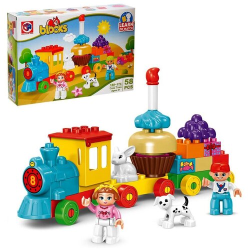 kids home toys конструктор сказочный паровоз 58 деталей Конструктор KIDS HOME TOYS Сказочный паровоз, 58 деталей