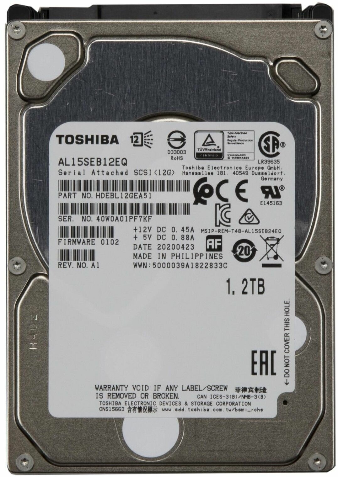 Жесткий диск HDD Toshib 10500RPM 1.2TB 128MB (AL15SEB12EQ) Toshiba - фото №3