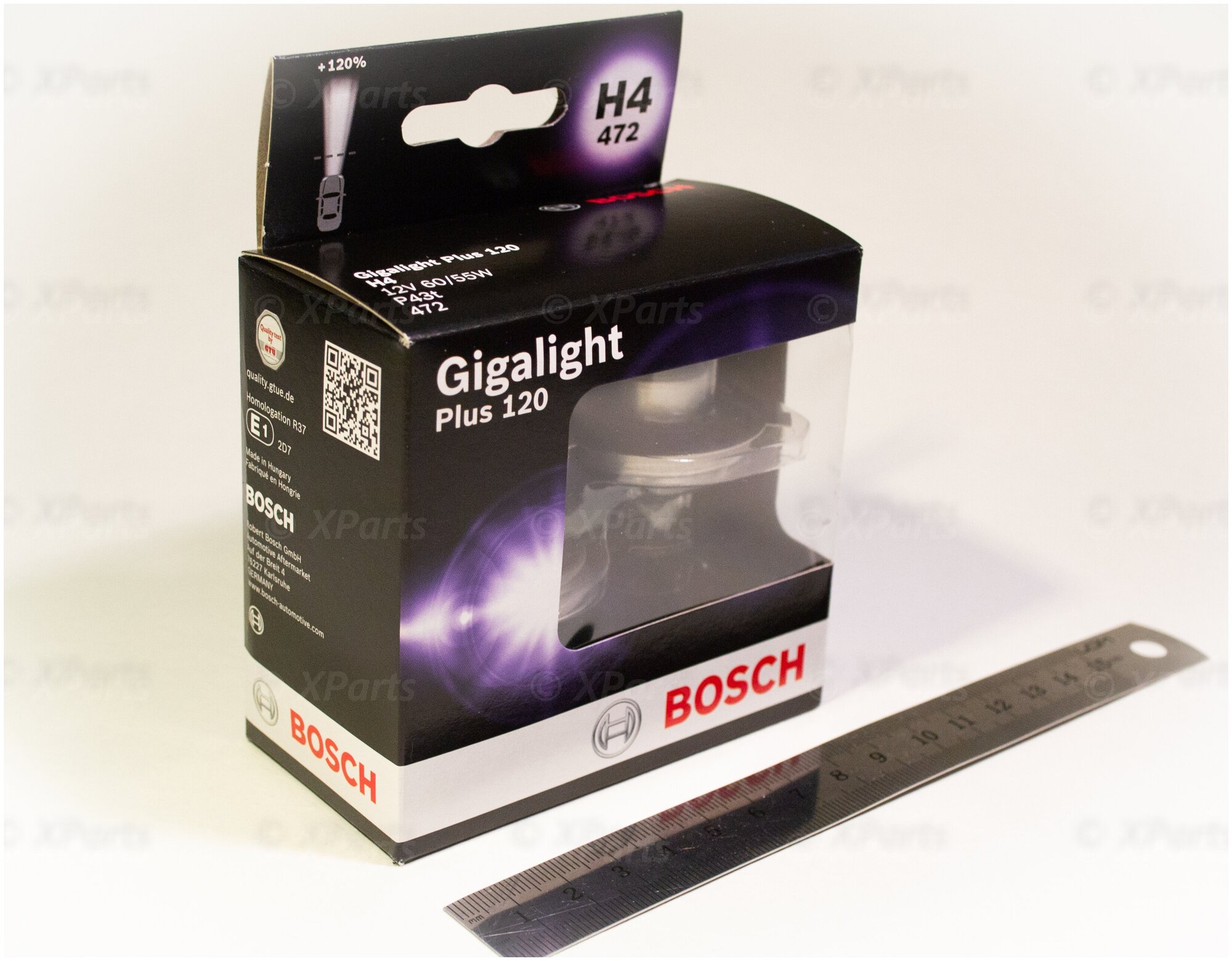 Bosch H4 12V- 60/55W (P43t) (+120% света) Gigalight Plus 120 2шт - фото №8