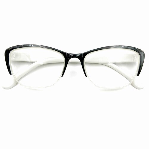 Готовые очки для зрения с диоптриями, для близи, корригирующие женские +4.0, черно-белые, 0057, пластиковые, полуободковые