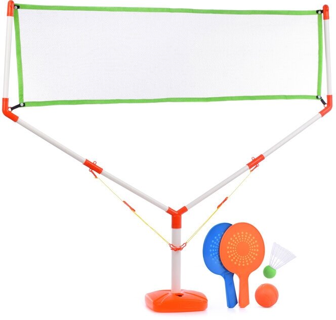 Теннис / Бадминтон детский игрушечный со стойкой / Набор ракеток, мячик, воланчик Oubaoloon Y1808 с сеткой "Турнир" в коробке