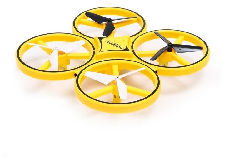 Квадрокоптер радиоуправляемый DRONE подсветка работает от аккумулятора цвет жёлтый
