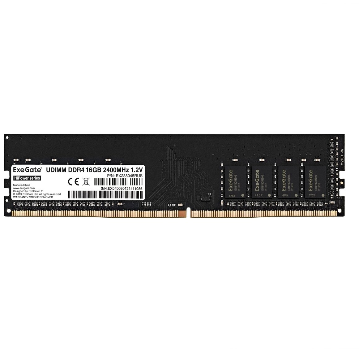 Оперативная память ExeGate DDR4 16Gb 2400MHz pc-19200 HiPower (EX288045RUS)