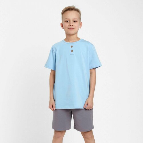 Комплект для мальчика (футболка, шорты) MINAKU цвет св-голубой/серый, рост 134