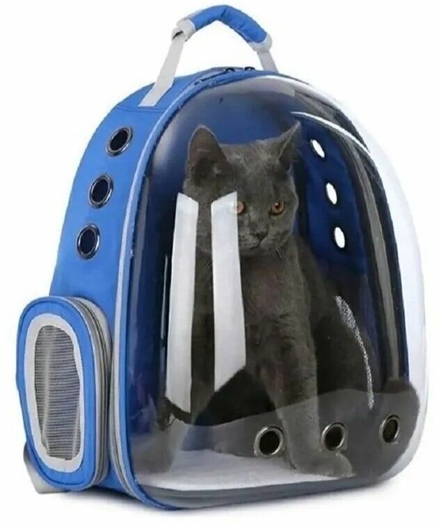 Рюкзак переноска для собак и кошек с иллюминатором / Ранец для животных с панорамным видом Morento синий - фотография № 8