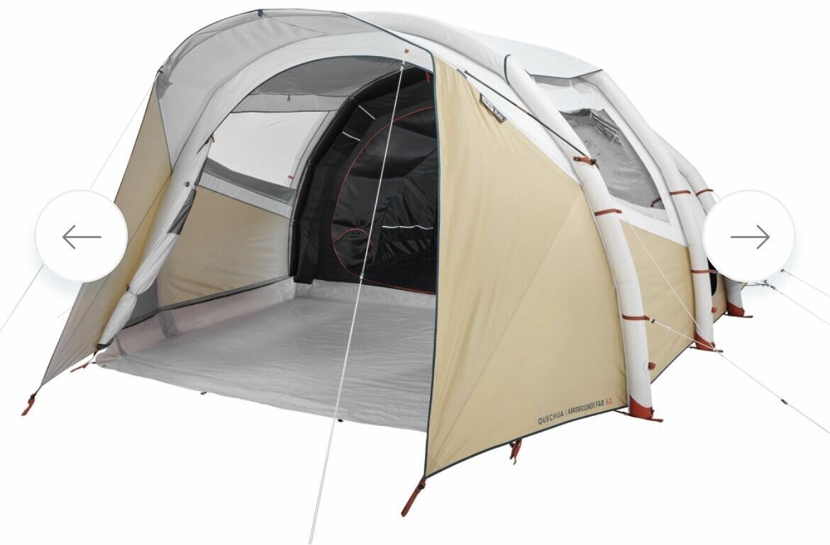 Надувная палатка для кемпинга Quechua Air Seconds 5.2 F&B 5 человек 2 спальни