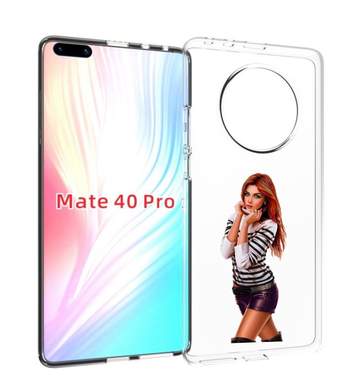 Чехол MyPads девушка-в-свитере-с-полоской для Huawei Mate 40 Pro (NOH-NX9) задняя-панель-накладка-бампер