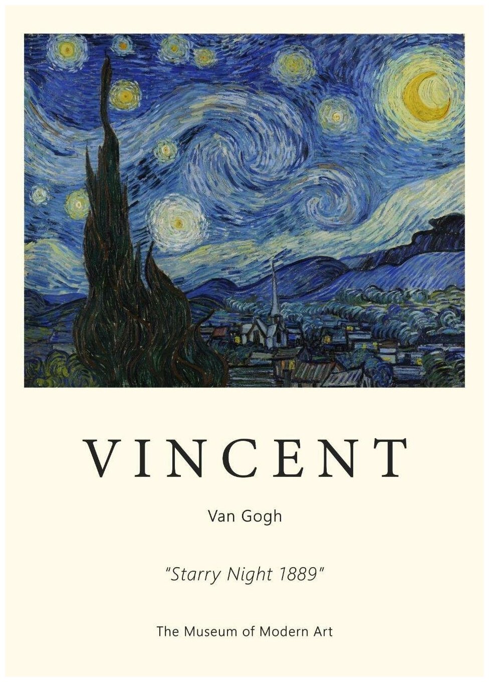 Постер / Плакат / Картина Винсент ван Гог - Звёздная ночь 40х50 см в раме