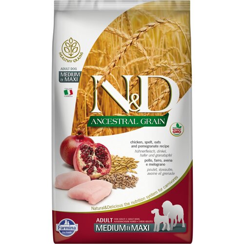 FARMINA DOG N&D ANCESTRAL GRAIN ADULT MEDIUM&MAXI низкозерновой для взрослых собак средних и крупных пород с курицей и гранатом (12 + 3 кг)