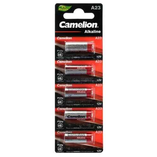 Батарейка алкалиновая Camelion Mercury Free, A23 (MN21, LR23A, LRV08)-5BL, 12В, блистер,5 шт. батарейка алкалиновая mercury free ag7