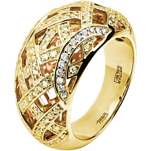 фото Эстет кольцо с 115 бриллиантами из жёлтого золота 750 пробы 01к643911, размер 18.5