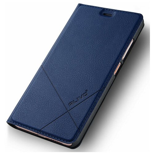 фото Чехол-книжка mypads для huawei y7 (2019) водоотталкивающий с мульти-подставкой на жёсткой металлической основе синий