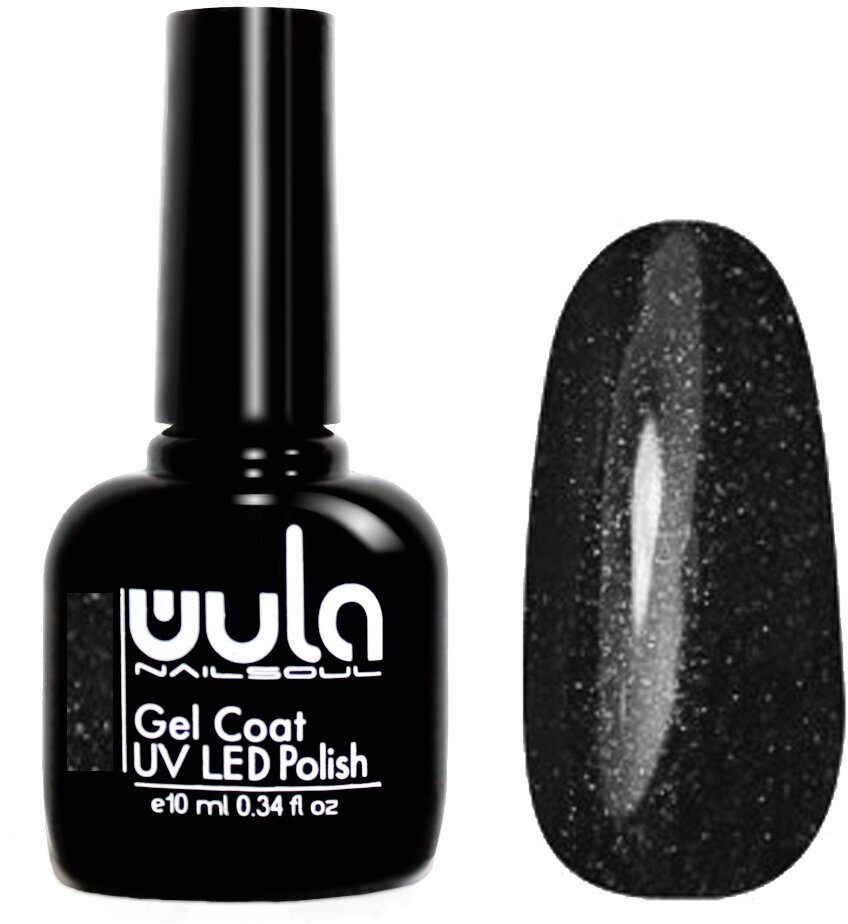 Гель-лак Wula nailsoul uv/тон 347 черный с мелким голографическим глиттером, 10 мл