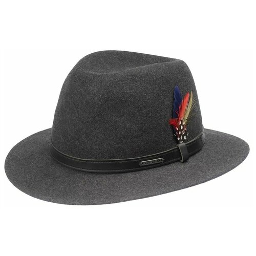 фото Шляпа федора stetson, шерсть, утепленная, размер 63, серый