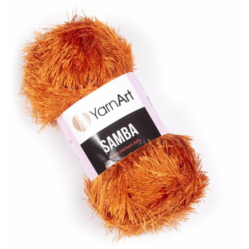 Пряжа для вязания YarnArt Samba (ЯрнАрт Самба) - 2 мотка 2024 терракот, травка, фантазийная для игрушек 100% полиэстер 150м/100г