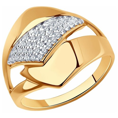 Кольцо Diamant, серебро, 925 проба, золочение, фианит, размер 17 кольцо из золочёного серебра с фианитами 93010577 17