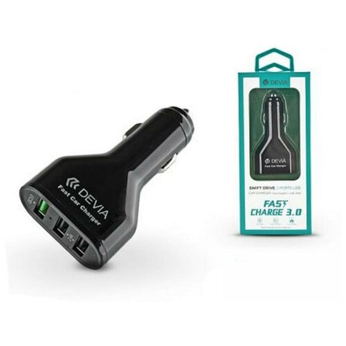 фото Автомобильное зарядное устройство devia swift drive car charger 3usb qc3.0 - black