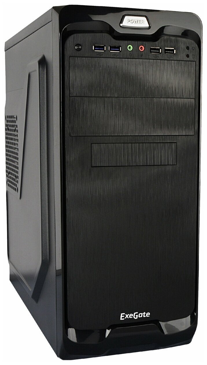 Корпус Miditower ExeGate UN-604 (ATX, без БП, 2*USB+2*USB3.0, аудио, черный) EX269439RUS