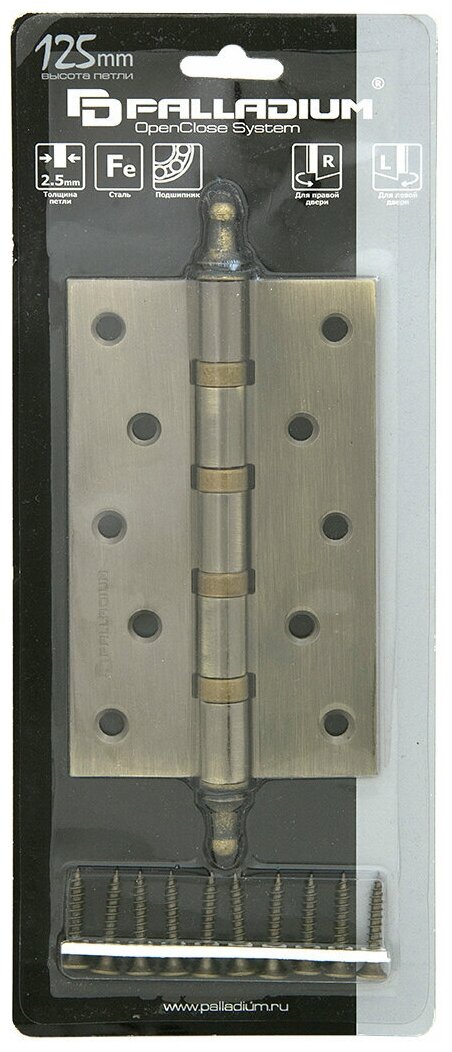 Дверная петля универсальная врезная Palladium N500AS5AB 125х75х2,5 мм бронза