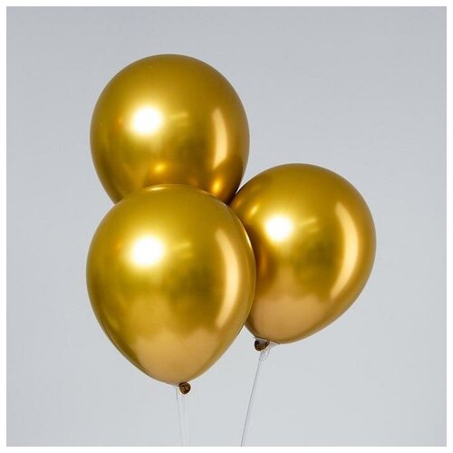 фото Шар латексный 12" «хром», металл, набор 50 шт., цвет золотой leti