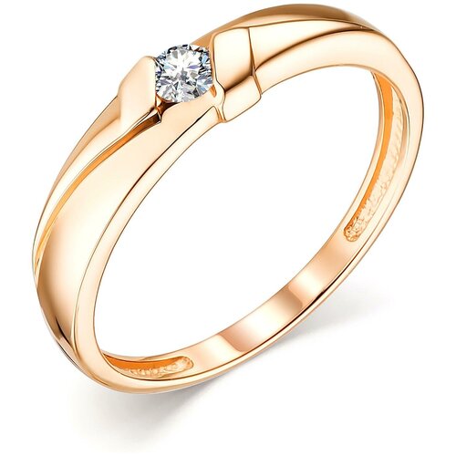 фото Алькор кольцо с 1 бриллиантом из красного золота 13778-100, размер 17