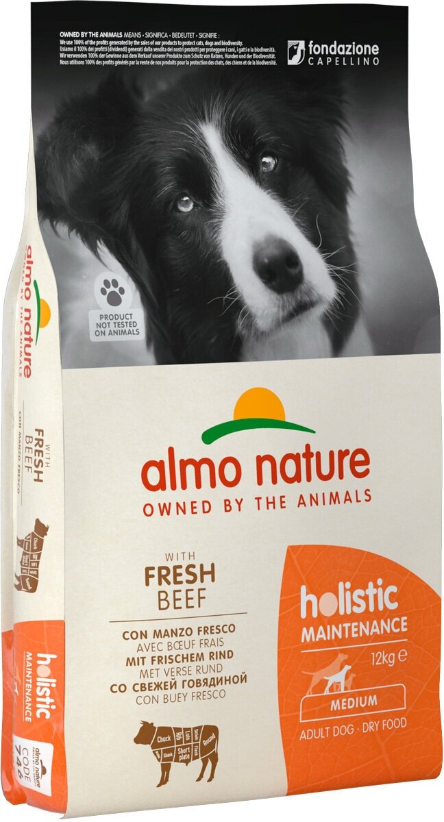 Сухой корм ALMO NATURE ADULT DOG MEDIUM BEEF & RICE для взрослых собак средних пород с говядиной и рисом (12 кг)
