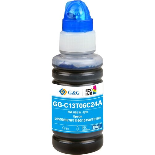 Чернила G&G №112 голубой 100мл для Epson L6550/6570/11160/15150/15160 чернила gg gg c13t06c24а 112 голубой70мл для epson l65506570111601515015160