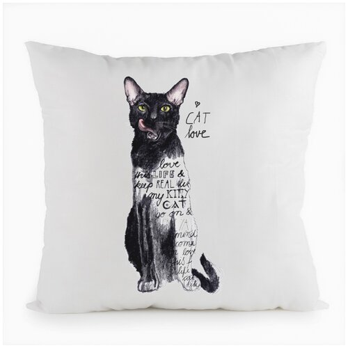 фото Подушка белая coolpodarok модный принт. cat love,белая
