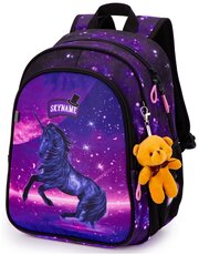 Рюкзак школьный для девочки 17 л для младших классов с анатомической спинкой SkyName (СкайНейм)+ брелок-мишка