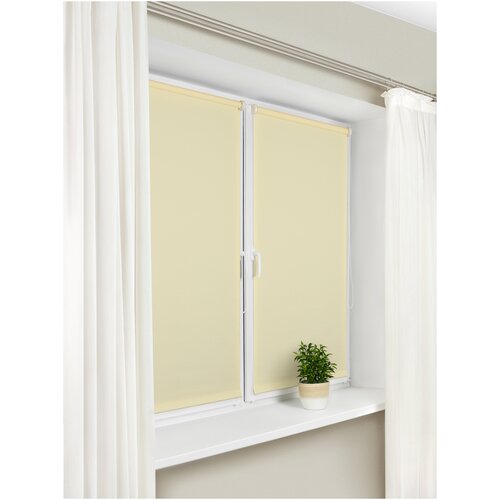 фото Рулонная штора с направляющими струнами delfa "сантайм уни шампань", 62*170 см sola