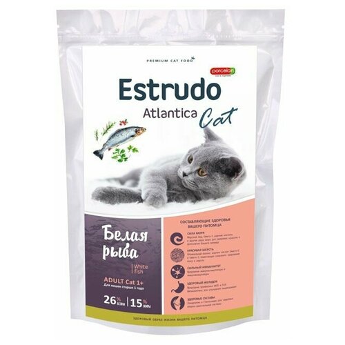 Estrudo Atlantica Cat (Белая рыбка) для кошек с чувствительным пищеварением, 3 кг