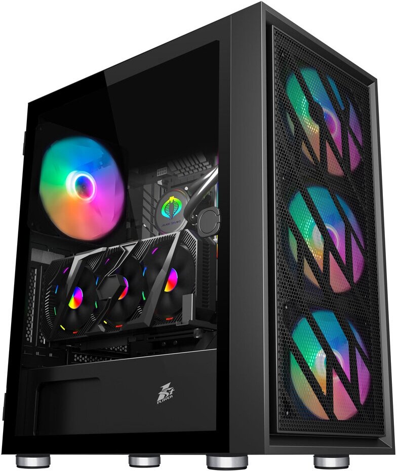 Корпус ATX 1STPLAYER черныый, без БП, панель из закаленного стекла, USB 3.0, 2*USB 2.0, audio - фото №5
