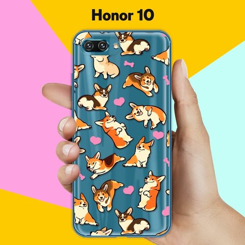 Силиконовый чехол Корги узором на Honor 10 силиконовый чехол корги узором на honor 7s