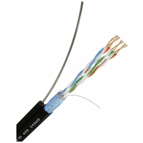 Netlink Кабель с одножильным тросом NL-CU FTP 4PR 24 AWG CAT5e 305м внешний УТ000002699