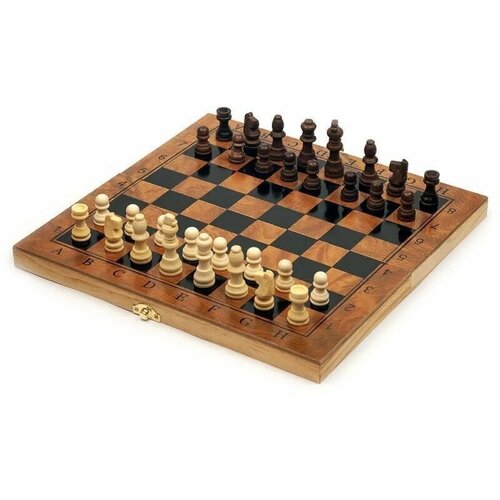 Деревянная настольная игра 3 в 1 : Шахматы, Шашки, Нарды размер поля 24х24 см