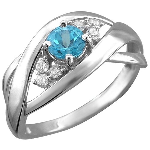 фото Эстет кольцо с топазом и фианитами из серебра 48к352705, размер 17