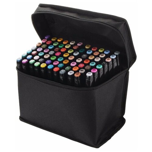 Маркеры для скетчинга 80 цветов, набор профессиональных двухсторонних маркеров для скетчинга в чехле, (черный)