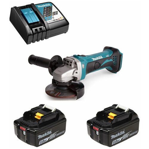 Шлифмашина угловая аккумуляторная 18В LXT 115мм Li-Ion 2x5Ач Makita DGA452RTE 2819000₽