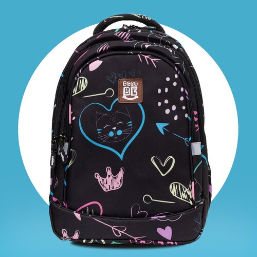 SCOOBE / Рюкзак универсальный городской женский, сумка для ноутбука, рюкзак подростковый школьный с рисунком hearts, 20л