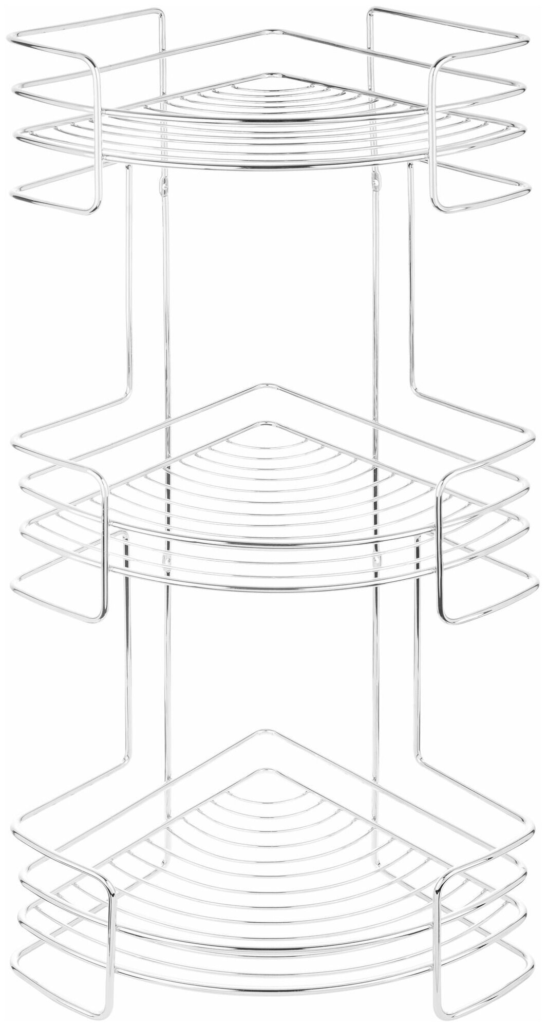 Полка трехъярусная угловая 23х23х65.3 см цвет хром
