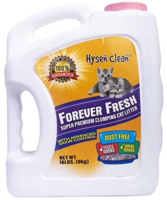 Комкующийся кальциевый бентонитовый наполнитель для кошачьего туалета HYSEN CLEAN Forever Fresh SuperPremium, 8кг - фотография № 1